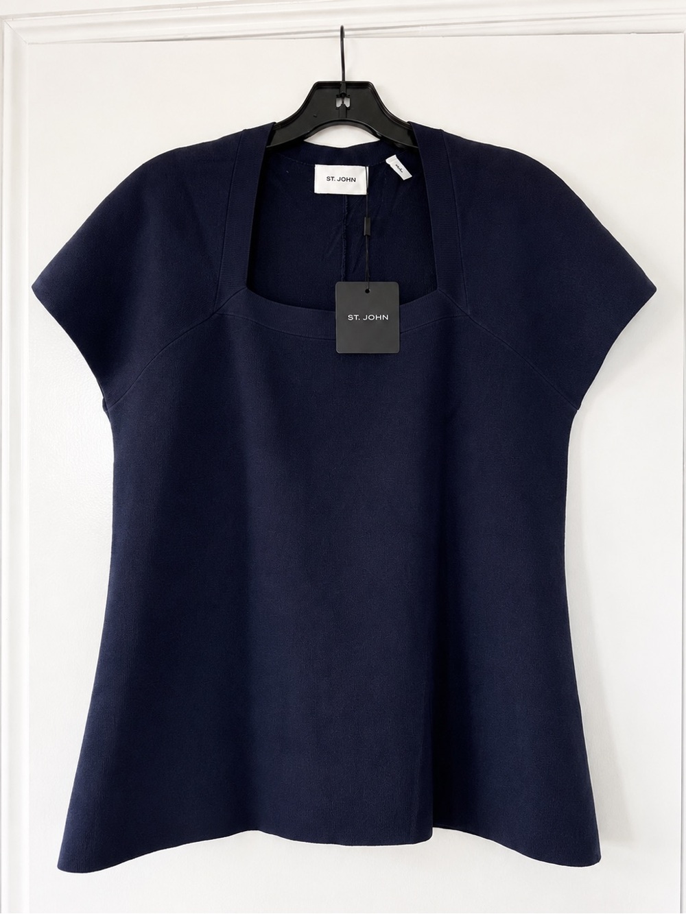St. John Navy Short-Sleeve Knit Top